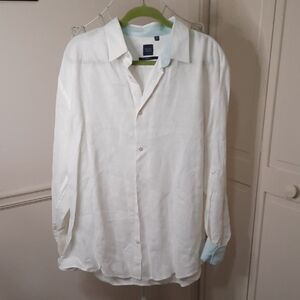 Saks Fifth Avenue Blue and White Slim Fit Shirt
